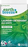 Earth Breeze Laundry Detergent Sheets - Fresh Scent - No Plastic Jug (60 Loads) 30 Sheets, Liquidless Technology…