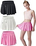 3 Pack Girls Flowy Shorts with Spandex Liner 2-in-1 Youth Butterfly Skirts for Fitness, Running, Sports (Set 2, Medium)