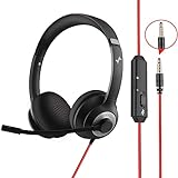 EAGLEND Headset with Microphone for PC Wired Headphones - 3.5mm Headsets with Noise-Cancelling Microphone for Laptop - Computer Headphones with Mic in-line Control for Home