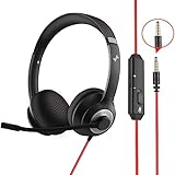 EAGLEND Headset with Microphone for PC Wired Headphones - 3.5mm Headsets with Noise-Cancelling Microphone for Laptop - Computer Headphones with Mic in-line Control for Home