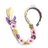 Tatibana Princess Dress up Wigs, Princess Rapunzel Long Braided Wig Headbands with Tiara Flowers Adorn for Girls Costume Accessories, 29 Inch