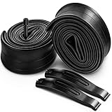 Hapleby 2PCS Premium Bike Tubes Compatible for 26 Inch x 1.75/1.95/2.10/2.125 Bike Tire, Mountain Bike Inner Tube with Schrader Valve, 2PCS Levers