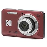 KODAK PIXPRO FZ55-RD 16MP Digital Camera 5X Optical Zoom 28mm Wide Angle 1080P Full HD Video 2.7' LCD Vlogging Camera (Red) Packaging May Vary