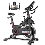 Exercise Bike Stationary, CHAOKE Indoor Cycling Bike with Heavy Flywheel, Comfortable Seat Cushion, Silent Belt Drive, iPad Holder and LCD Monitor for Home Gym Cardio Workout Training