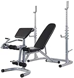 BalanceFrom Multifunctional Workout Station Adjustable Olympic Workout Bench with Squat Rack, Leg Extension, Preacher Curl, and Weight Storage, 800-Pound Capacity
