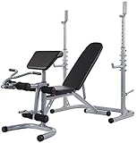 BalanceFrom Multifunctional Workout Station Adjustable Olympic Workout Bench with Squat Rack, Leg Extension, Preacher Curl, and Weight Storage, 800-Pound Capacity