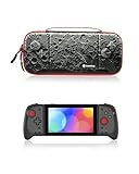 tomtoc Carrying Case for Hori Nintendo Switch Split Pad Pro Controller, Hard Shell Protective Travel Bag with 30 Game Cartridges, Compatible with Nintendo Switch OLED Model, Shockproof, Lightweight
