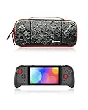 tomtoc Carrying Case for Hori Nintendo Switch Split Pad Pro Controller, Hard Shell Protective Travel Bag with 30 Game Cartridges, Compatible with Nintendo Switch OLED Model, Shockproof, Lightweight