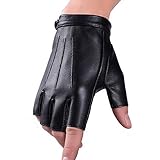 Fingerless Cosplay Gloves PU Faux Leather Outdoor Sport Half Finger Driving Glove for Men Women Teens (Fingerless, M)