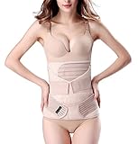 ChongErfei 3 in 1 Postpartum Support - Recovery Belly/waist/pelvis Belt Shapewear Slimming Girdle, Beige, One Size