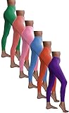 Sexy Basics Womens 6 Pack Stretch Cotton Stretch Full Length Footless Legging Tights (X-Large, 6 Pack-Powder Blue/Violet/Tomato/Pink/Lavender/Arcadia Green)