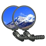 BriskMore Bike Handlebar Mirror,HD Glass Convex Lens Bicycle Rearview Mirror,2PCS Cycling Rear View Mirror, Adjustable Handlebar Wider View Bicycle Mirror for Scooter Road Mountain Bikes