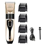 Dog Grooming Clippers Dog Shaver Clippers Low Noise Rechargeable Cordless Electric Quiet Hair Clippers Set for Dogs Cats Pets Grooming Tool Professional Dog Hair Trimmer (Gold)