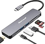 Hiearcool USB C Hub, USB C Multi-Port Adapter for MacBook Pro, 7IN1 USB C to HDMI Hub Dongle Compatible for USB C Laptops and Other Type C Devices (4K HDMI USB3.0 SD/TF Card Reader 100W PD)