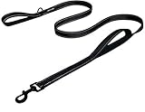 Heavy Duty Dog Leash - 2 Handles by Padded Traffic Handle for Extra Control, 6foot Long - Perfect for Medium to Large Dogs (6 ft, Black)