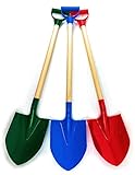 Matty's Toy Stop 31' Heavy Duty Wooden Kids Sand Shovels with Plastic Spade & Handle (Red, Blue & Green) Complete Gift Set Bundle - 3 Pack