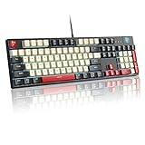 MageGee Mechanical Gaming Keyboard MK-Armor LED Rainbow Backlit and Wired USB 104 Keys Keyboard with Red Switches, for Windows PC Laptop Game(Black&White)…