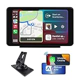 plimpton 2024 Portable Apple Carplay/Android Auto Screen for Car, 7 Inch IPS Touch Screen Wireless Car Play Driveplay Multimedia Player with Voice Control, BT, FM, Mirror Link for All Vehicle…