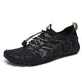 UBFEN Water Shoes Aqua Shoes Swim Shoes Mens Womens Beach Sports Quick Dry Barefoot for Boating Fishing Diving Surfing with Drainage Driving Yoga A Black Size US 12 Women / 10 Men /(Euro 44)