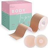 Boob Tape, Boobtape for Breast Lift | Includes Nipple Covers | Body Tape for Push up & Shape | Works Great with Sticky Bra Backless Bra or Strapless Bra | Waterproof Sweat-Proof Bob Tape