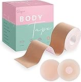 Boob Tape, Boobtape for Breast Lift | Includes Nipple Covers | Body Tape for Push up & Shape | Works Great with Sticky Bra Backless Bra or Strapless Bra | Waterproof Sweat-Proof Bob Tape