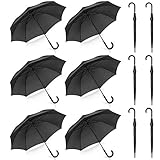 Liberty Imports Pack of 12 Parties Events Stick Umbrellas 46' Large Canopy Windproof Auto Open J Hook Handle in Bulk (Matte Black)