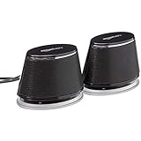 Amazon Basics USB Plug-n-Play Computer Speakers for PC or Laptop, Black - Set of 2