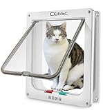 CEESC Extra Large Cat Door (Outer Size 11' x 9.8'), 4 Way Locking Large Cat Door for Interior Exterior Doors, Weatherproof Pet Door for Cats & Doggie with Circumference  24.8' (White)