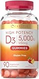 Carlyle Vitamin D3 Gummies | 5000 iu | 90 Count | Peach Flavored Gummy | High Potency for Adults | Vegetarian, Non-GMO, Gluten Free Supplement