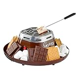 Nostalgia Tabletop Indoor Electric S'mores Maker - Smores Kit With Marshmallow Roasting Sticks and 4 Trays for Graham Crackers, Chocolate, and Marshmallows - Movie Night Supplies - Brown