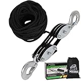 XSTRAP STANDARD Heavy-Duty 2,000 LB Breaking Strength 50 FT Rope Hoist, 1000 LB Work Load Block and Tackle Pulley System for Lifting Heavy Objects (Black)