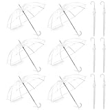 Liberty Imports Pack of 12 Wedding Style Stick Umbrellas 46' Large Canopy Windproof Auto Open J Hook Handle in Bulk (Crystal Clear)