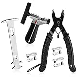 A AKRAF Bike Link Plier + Chain Breaker Splitter Tool + Chain Checker + 3 Pairs Bicycle Missing Links, Bike Link Opener Closer Plier Chain Cutter Connector Wear Indicator Tool (New Version)