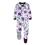 Burt's Bees Baby baby girls Pajamas, Zip Front Non-slip Footed Pjs, 100% Organic Cotton and Toddler Sleepers, Purple Watercolor Daylily, 18 Months US