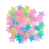 AM AMAONM 100 Pcs Colorful Glow in The Dark Luminous Stars Fluorescent Noctilucent Plastic Wall Stickers Murals Decals for Home Art Decor Ceiling Wall Decorate Kids Babys Bedroom Room Decorations