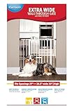 Carlson Extra Wide Walk Through Pet Gate with Small Pet Door, Includes 4-Inch Extension Kit, Pressure Mount Kit and Wall Mount Kit,White