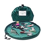 Lay-n-Go Cosmo Drawstring Cosmetic & Makeup Bag Organizer, Toiletry Bag for Travel, Gifts, and Daily Use, 20 inch, Evergreen
