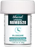 Ebanel 5% Lidocaine Numbing Cream Maximum Strength, Liposomal Numb520 Topical Anesthetic Pain Relief Cream 1.35Oz, Infused with Aloe Vera, Vitamin E for Local and Anorectal Uses, Hemorrhoid Treatment