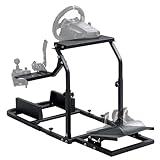 Hottoby Sim Racing Stand Adjustable & Operating Platform on the Side Fit for Logitech/Thrustmaster/Fanatec G25 G27 G29 G920 G923 T300RS CSL-DD,No Seat,Steering Wheel,Pedals & Handbrake
