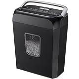 Bonsaii Paper Shredder for Home Use,6-Sheet Crosscut Paper and Credit Card Shredder for Home Office with Handle for Document,Mail,Staple,Clip-3.4 Gal Wastebasket(C237-B)