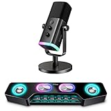 FIFINE XLR/USB Microphone and Computer Speaker, Computer Recording Gaming Microphone with Mute Button, RGB, Wireless Bluetooth Speaker for YouTube Podcasting Conference (AM8+A16)