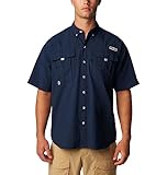Columbia Men's Bahama II UPF 30 Short Sleeve PFG Fishing Shirt, Collegiate Navy, Large