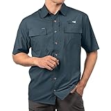 KastKing ReKon Men's Fishing Shirts, Well Made, Quick-Dry Short & Long Sleeve Hiking Beach Shirts for Men, Breathable Sun Protection, Slate Blue