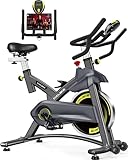 Cyclace Exercise Bike Stationary - 330 Lbs Weight Capacity - Indoor Cycling Bike with Comfortable Seat Cushion, Tablet Holder, and LCD Monitor for Home Workout