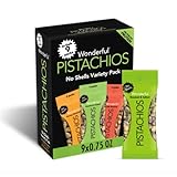Wonderful Pistachios, No Shells, Variety Pack, 0.75oz (Pack of 9) Roasted & Salted (4), Chili Roasted (3), Honey Roasted (2)