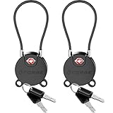 Forge TSA Approved Luggage Locks Ultra-Secure Dimple Key Travel Locks with Zinc Alloy Body- Black 2 Cable Locks