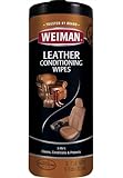 Weiman Leather Cleaner & Conditioner Wipes With UV Protection, Prevent Cracking Or Fading Of Leather Couches, Car Seats, Shoes, Purses - 30 ct