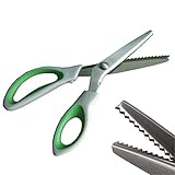 JISTL Green Pinking Shears Comfort Grips Crafts Zig Zag Cut Sewing Scissors,Professional Handheld Dressmaking