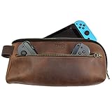 Hide & Drink, Leather Switch Compatible Carrying Case, Urban Travel Pouch, Soft Storage Bag, Scratch & Bump Protection, Minimalist Essentials Handmade (Bourbon Brown)