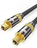 EMK® Optical Audio Cable Digital Toslink Cable 24K Gold-Plated Nylon Braided S/PDIF Cable for Home Theater, Sound Bar, TV, PS4, Xbox, Playstation (16.5ft/5m)